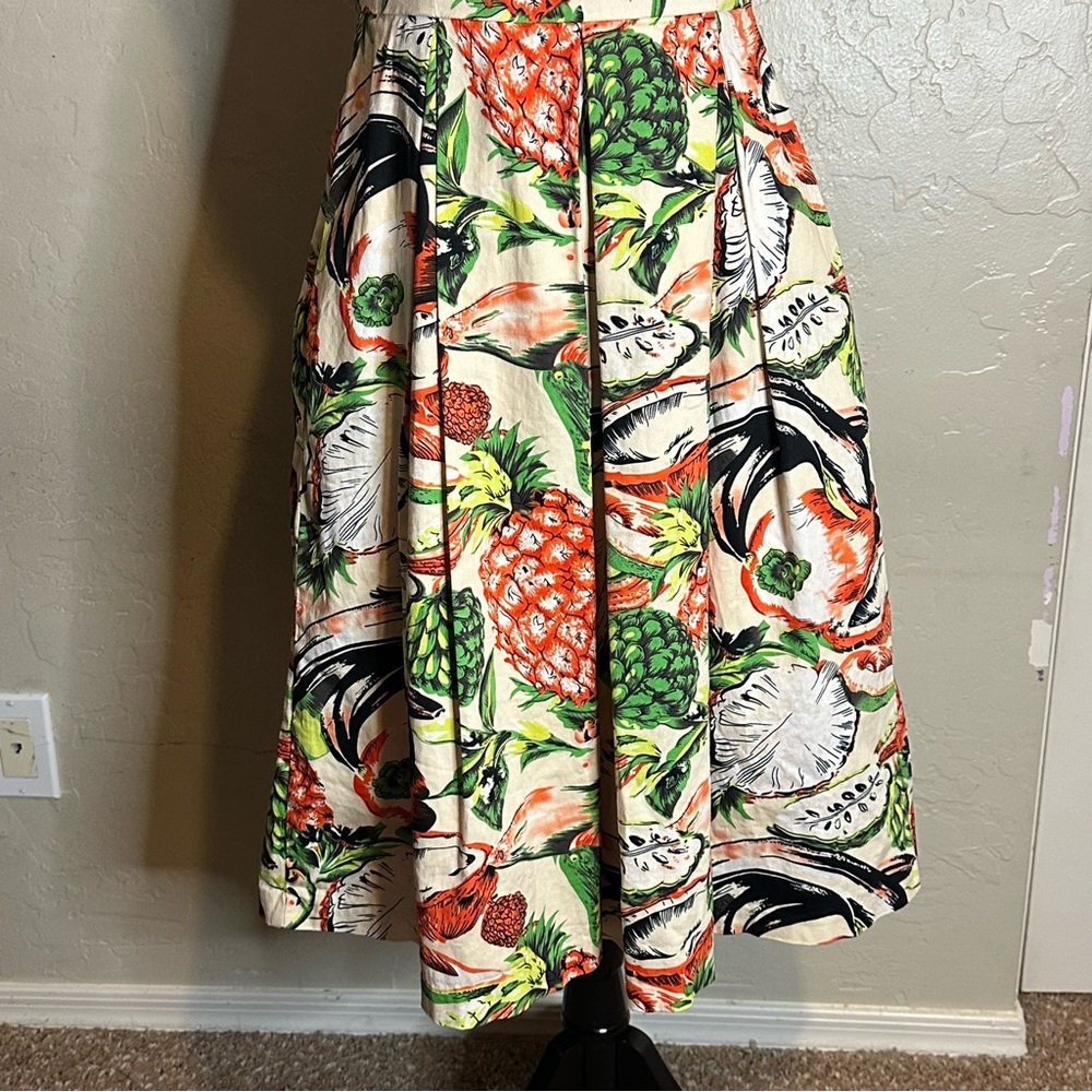Anthropologie Pineapple Dress 4P Halter Cut Out Lined w/pockets Pinup Rockabilly - Picture 7 of 7